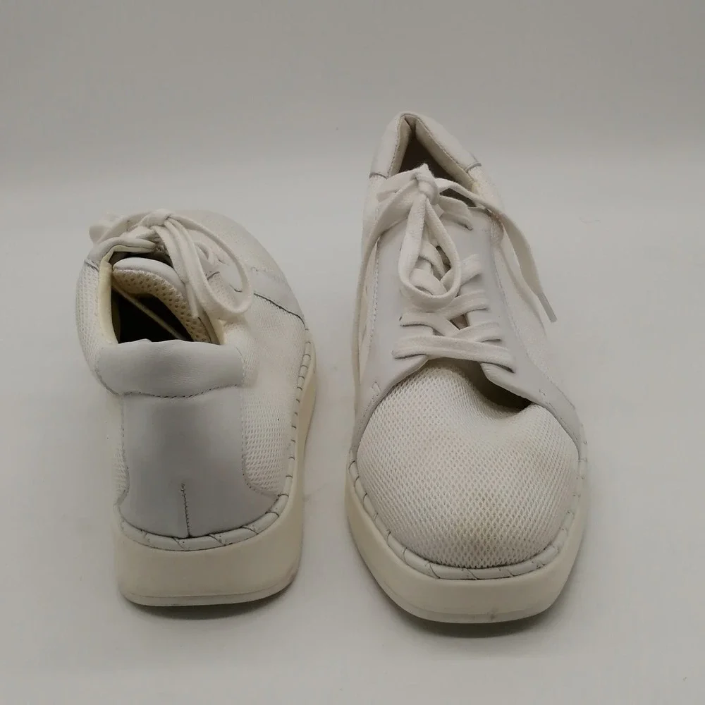 Sarto Womens Sneaker Quinn White Lace Up Round Toe Low Top Wedge Heel 8.5